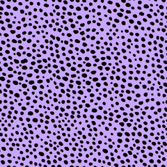 Abstract modern leopard seamless pattern. Animals trendy background. Purple and black decorative vector stock illustration for print, card, postcard, fabric, textile. Modern ornament of stylized skin