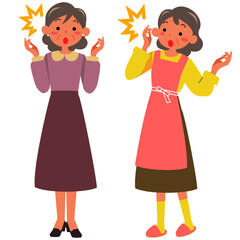 驚いた表情のシニア女性