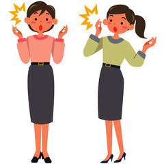 驚いた表情の若い女性