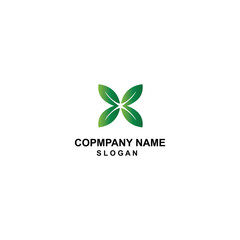 Simple green leaf icon vector logo