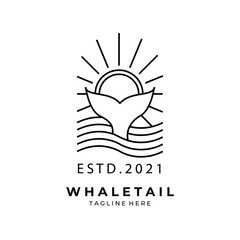 Whale Tail Logo line art Vector illustration Design
