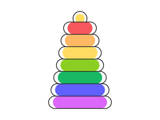 積み木タワーの玩具のイラスト　知育玩具