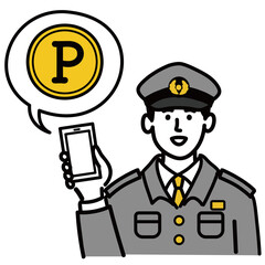 男性　若い　警察官　ベクター　ポップ　ポイント　スマホ　スマートフォン
