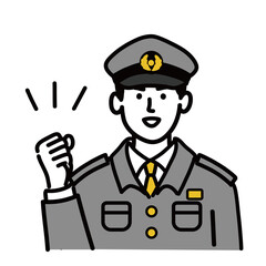 男性　若い　警察官　ベクター　ポップ　ガッツポーズ
