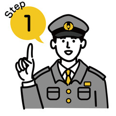 男性　若い　警察官　ベクター　ポップ　ステップ　1

