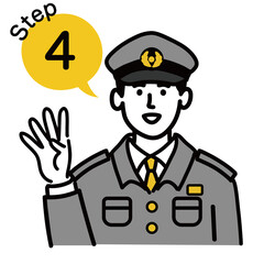 男性　若い　警察官　ベクター　ポップ　ステップ　4
