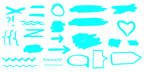 Obraz premium Hand drawn blue brush strokes shapes. Watercolor texture banner. Design blue pastel background. Stock image. Vector illustration. EPS 10.