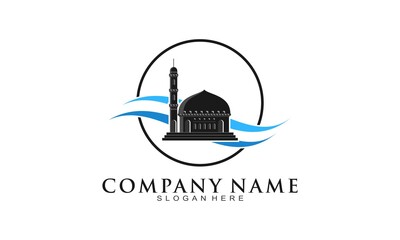 Fototapeta na wymiar Mosque and wave vector logo
