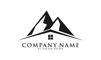 Mountain and house property vector logo