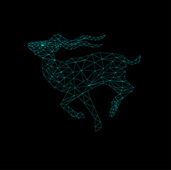 This is an image of low poly luminous low poly vector drawing of deer.