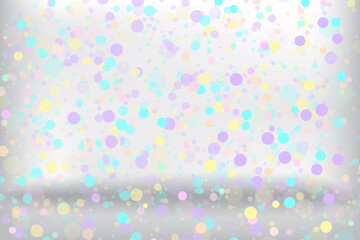 Iridescent bokeh. Colorful backdrop. Shiny party background. Glitter confetti. Stock image. Vector illustration. EPS 10.