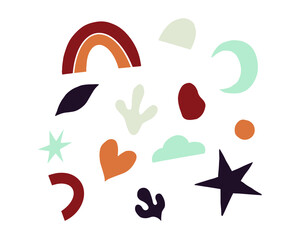 colorful abstract element in vector design. abstract shape illustration for kids. funny cartoon animation element collection.