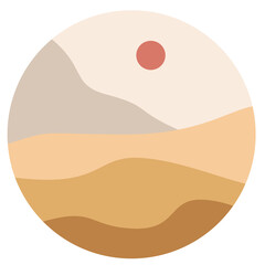 flat icon with images of nature and sunsets. suitable for website design and creativity