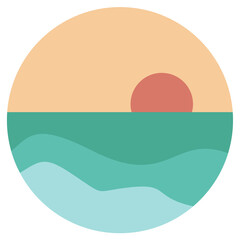 flat icon with images of nature and sunsets. suitable for website design and creativity