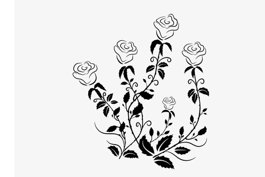 Vintage flowers set overwrite background. Wedding flowers bundle. Vector illustration.