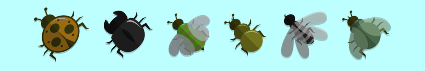 set of insects cartoon icon design template with various models. vector illustration isolated on blue background