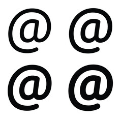 Fototapeta premium Arroba sign icon. Email address symbol concept with different line thickness styles. Vector illustration isolated on white background. EPS 10.