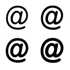 Arroba sign icon. Email address symbol concept with different line thickness styles. Vector illustration isolated on white background. EPS 10.