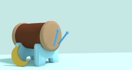 3d miniature traditional drum with moon for ramadan