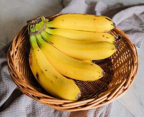 Popular local banana available all year round / Pisang Berangan / Sweet and starchy when ripen with yellow to orange hue flesh with black speckles on its skin, a favorite dessert and in culinary use