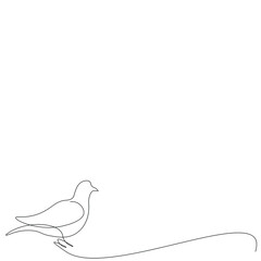 Bird silhouette line drawing vector illustration