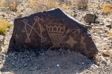 Ancient Native American Rock Art in Petroglyph National Monument, Albuquerque, New Mexico