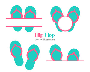 Flip flops set vector design. isolate on white background.