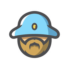 Old french soldier Vector icon Cartoon illustration.