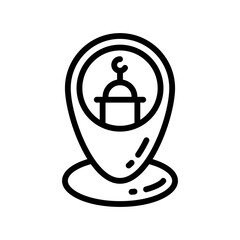 Islamic mosque location icon in line style isolated on white background. vector illustration from religion collection. EPS 10