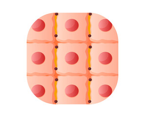 Science for study dna, human cell in cut under microscope, medical research, cartoon style vector illustration, isolated on white.