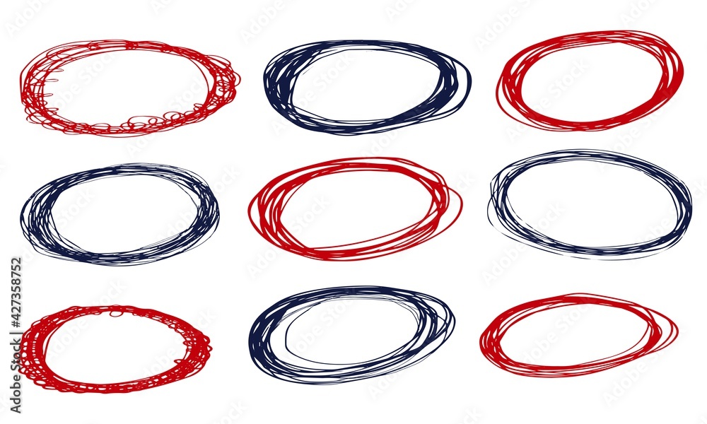 Poster hand drawn scribble pen line circles. doodle circular for message note mark design element. vector i