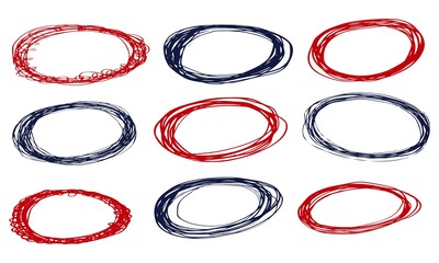 Hand drawn scribble pen line circles. Doodle circular for message note mark design element. vector illustration