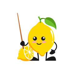 vector illustration of cute lemon fruit education or character teaching. cute lemon fruit Concept White Isolated. Flat Cartoon Style Suitable for Landing Page, Banner, Flyer, Sticker.