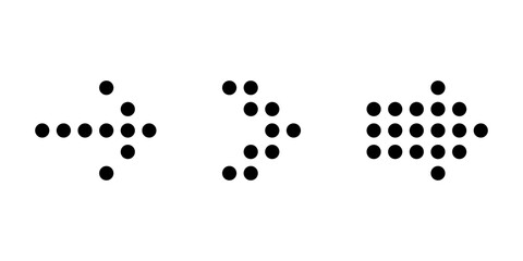 Set of Vector Dotted Arrows Isolated on White Background