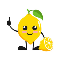 vector illustration of cute lemon fruit or character have good idea. cute lemon fruit Concept White Isolated. Flat Cartoon Style Suitable for Landing Page, Banner, Flyer, Sticker.