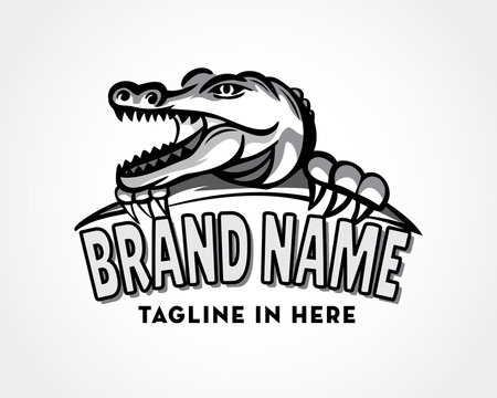 crocodile roar logo design template vector illustration