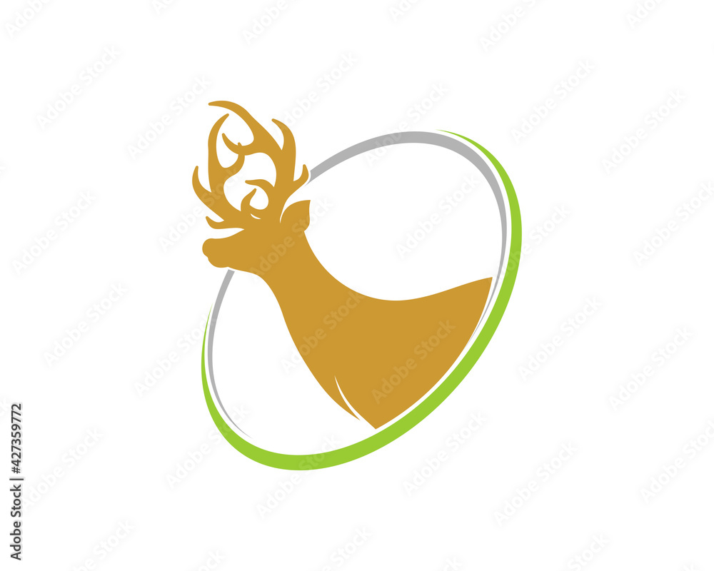 Canvas Prints deer inside the circle vector illustration