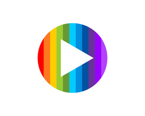 Circle spectrum colors with media play button inside