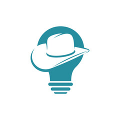 Bulb Hat logo design vector illustration, Creative Hat logo design concept template, symbols icons