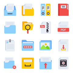 Pack of Files and Folders Flat icons