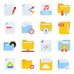 Pack of Files and Folders Flat icons