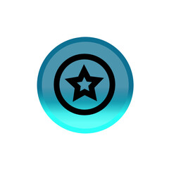 Star button icon. blue round button. Editable stroke. Simple illustration mobile concept, web design, application, UI. Design template vector