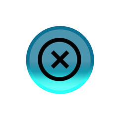 Delete button icon. blue round button. Editable stroke. Simple illustration mobile concept, web design, application, UI. Design template vector