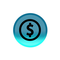 Obraz premium Money button icon. blue round button. Editable stroke. Simple illustration mobile concept, web design, application, UI. Design template vector