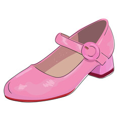 Vector clip art girl's shoe. A small pink shoe for children's design. Beautiful drawing of children's shoes. Fashionable and stylish design element.