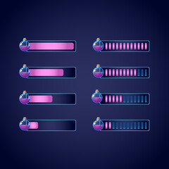 set of gui fantasy rpg potion magic bottle progress bar. perfect for 2d games vector illustration