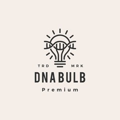 DNA bulb lamp idea hipster vintage logo vector icon illustration