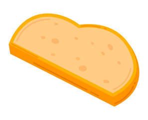 Loaf white bread, fresh baked goods, fried crispy crust, good bakery design cartoon style vector illustration, isolated on white.
