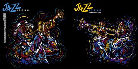 Jazz trumpet player. Vector illustration for jazz poster