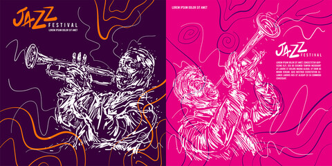Jazz trumpet player. Vector illustration for jazz poster © Visualroom